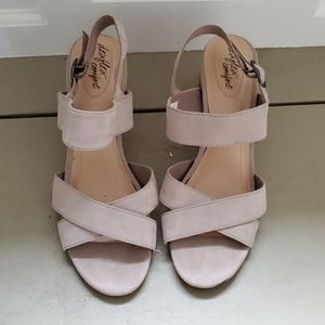 Chunky Suede Taupe Heels